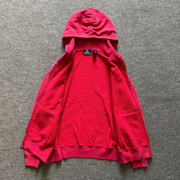 Vintage Y2K Gap Athletics Red Zip Up Hooded Sweatshirt Size Small Oversized Fit - Picture 6 of 13